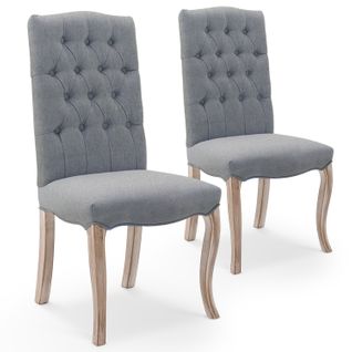 Lot De 2 Chaises Capitonnées Jade Tissu Gris