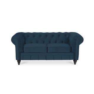 Canapé Chesterfield Velours 2 Places Altesse Bleu Foncé