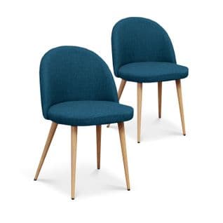 Lot De 2 Chaises Scandinaves Cecilia Tissu Bleu Canard