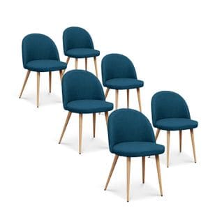 Lot De 6 Chaises Scandinaves Cecilia Tissu Bleu Canard