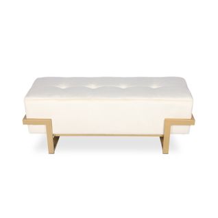 Banquette Selena Velours Beige Pieds Or