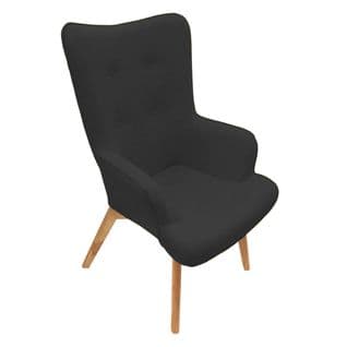 Fauteuil Noir Et Piétement Naturel - Hayna