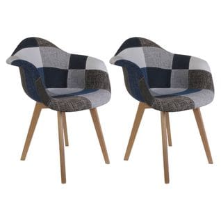 Lot De 2 Fauteuils Patchwork Bleu Et Gris - Damas