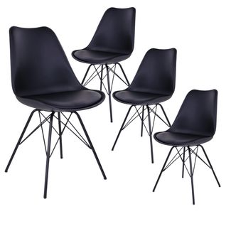 Lot De 4 Chaises Noires Avec Piétement Métallique - Haga