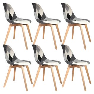 Lot De 6 Chaises Scandinaves Noires Et Blanches - Mozaik