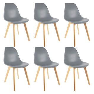 Lot De 6 Chaises Scandinaves Grises - Melya