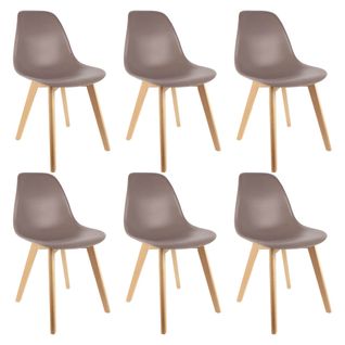 Lot De 6 Chaises Scandinaves Taupe - Melya