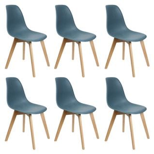 Lot De 6 Chaises Scandinaves Bleu Canard - Melya