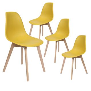 Lot De 4 Chaises Scandinaves Jaune Moutarde - Melya