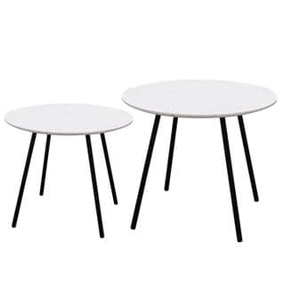 Lot De 2 Tables Gigognes Plateaux Effet Granit Blanc - Gracy