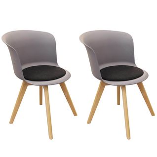 Lot De 2 Chaises Grises Avec Assise Noire - Enael