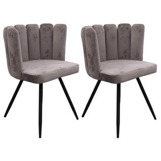 Lot De 2 Chaises Velours Gris - Charlotte