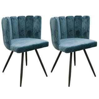 Lot De 2 Chaises Velours Bleu - Charlotte