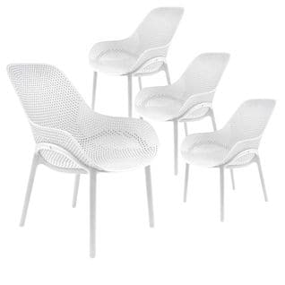 Lot De 4 Fauteuils Coque Plastique Blanche - Monica