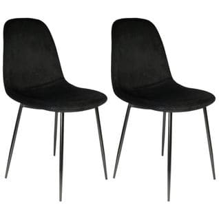 Lot De 2 Chaises Velours Côtelé Noires - Alessia