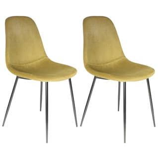 Lot De 2 Chaises Velours Côtelé Jaune Moutarde - Alessia