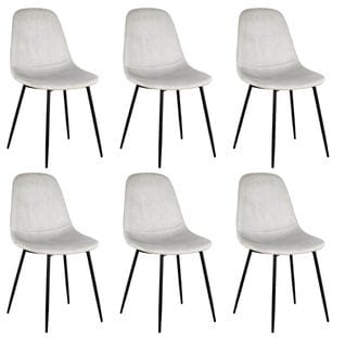 Lot De 6 Chaises Velours Côtelé Gris Clair - Alessia