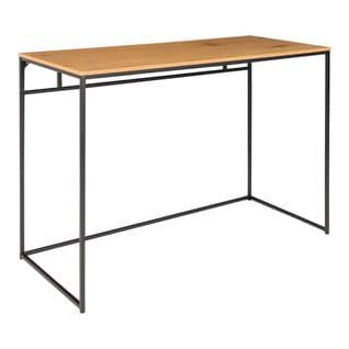 Bureau Acier Noir Et Plateau Bois Naturel - Vollrad