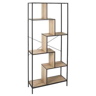 Etagère 6 Niveaux Aspect Bois Et Métal Noir - Endis