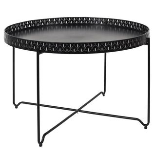 Table D'appoint Noire Plateau Rond 78cm - Plato