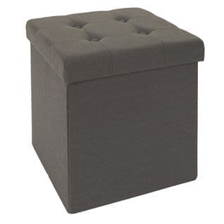 Coffre Pouf Pliable Capitonné Coloris Gris - Nora