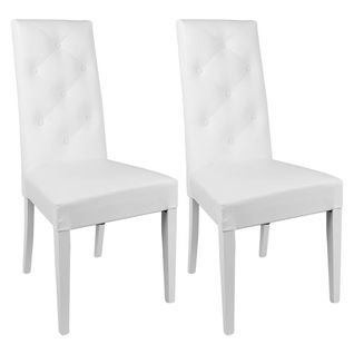 Lot De 2 Chaises Simili Blanc Et Pieds Laqués - Trevi