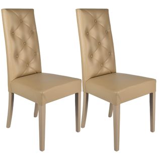 Lot De 2 Chaises Simili Taupe Et Pieds Laqués - Trevi