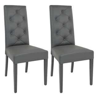 Lot De 2 Chaises Simili Gris Et Pieds Laqués - Trevi