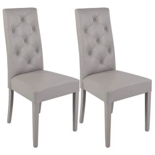 Lot De 2 Chaises Simili Gris Clair Et Pieds Laqués - Trevi