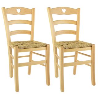 Lot De 2 Chaises Naturelles Et Assises En Paille - Naples