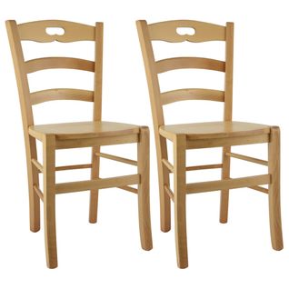 Lot De 2 Chaises Naturelles Et Assises En Bois - Suzy