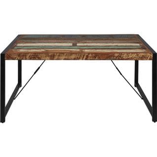 Table Repas 180cm Bois Recyclé Et Pieds Métal Noir - Kali