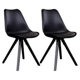 Lot De 2 Chaises Noires Et Piétement Hévéa Noir - Nibben