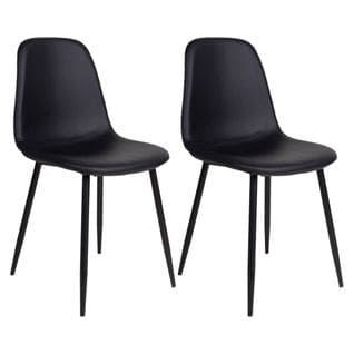 Lot De 2 Chaises Simili Noir Et Piétement Acier Noir - Dyvik