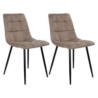 Lot De 2 Chaises Tissu Marron Et Piétement Acier - Strib