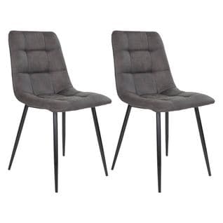 Lot De 2 Chaises Tissu Gris Foncé Et Piétement Acier - Strib