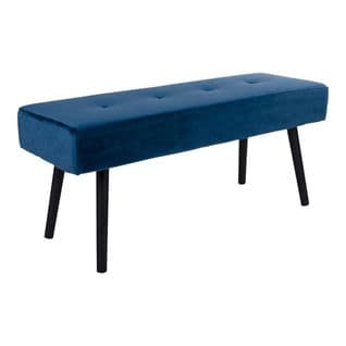 Banc 2 Places Velours Bleu Et Pieds Métal - Gemina