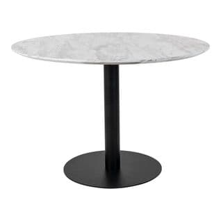 Table Repas Ø110cm Plateau Mdf Aspect Marbré Et Pied Métal Noir - Tyrol