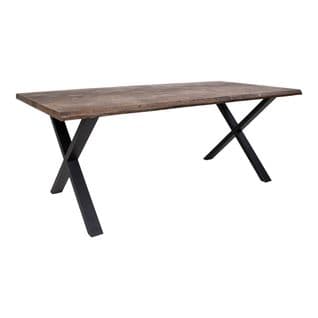 Table Repas 200cm Plateau Chêne Grisé Et Pieds Acier - Ciotat