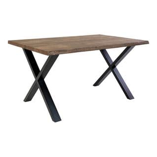 Table Repas 140cm Plateau Chêne Grisé Et Pieds Acier - Ciotat