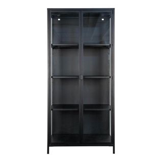 Vitrine 2 Portes Verre Et Acier Noir H175cm - Hendra