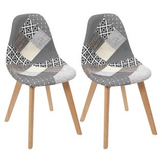 Lot De 2 Chaises Patchwork Motifs Grisés - Giada