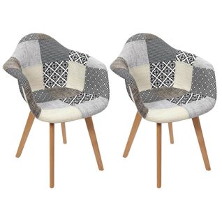 Lot De 2 Fauteuils Patchwork Motifs Grisés - Giada