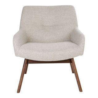 Fauteuil Noyer Massif Naturel Et Tissu Sable - Harrow