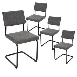 Lot De 4 Chaises Tissu Surpiqué Gris Chiné - Berny