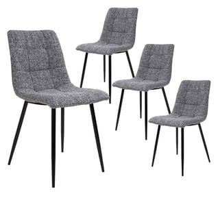 Lot De 4 Chaises Tissu Gris Tacheté Et Piétement Acier - Strib