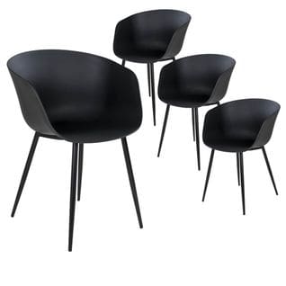 Lot De 4 Chaises Polypropylène Noir Et Pieds Acier - Montana