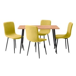 Ensemble Table Rectangle 120 Effet Bois + 4 Chaises Jaunes - Hanoi