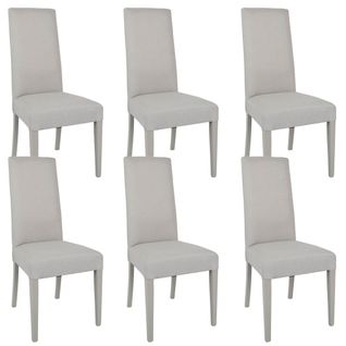 Lot De 6 Chaises Tissu Gris Perlé Et Pieds Laqués - Lascala