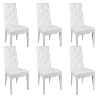 Lot De 6 Chaises Simili Blanc Et Pieds Laqués - Trevi